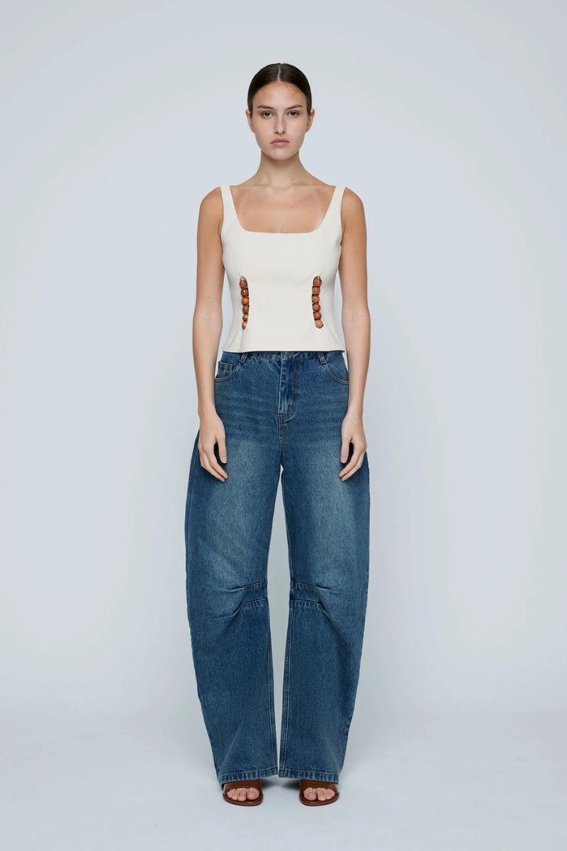FREDDIE BEAD BODICE-IVORY Tops Wynn Hamlyn