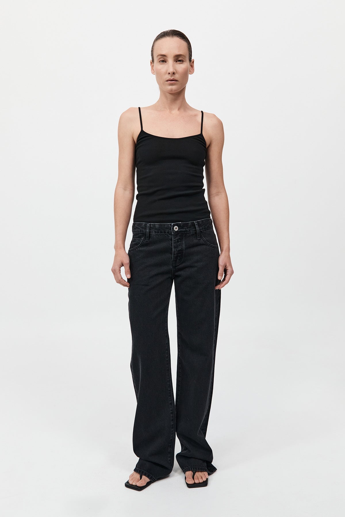 90S LOW RISE JEANS BY OUTLAND DENIM-WASHED BLACK Pants ST AGNI