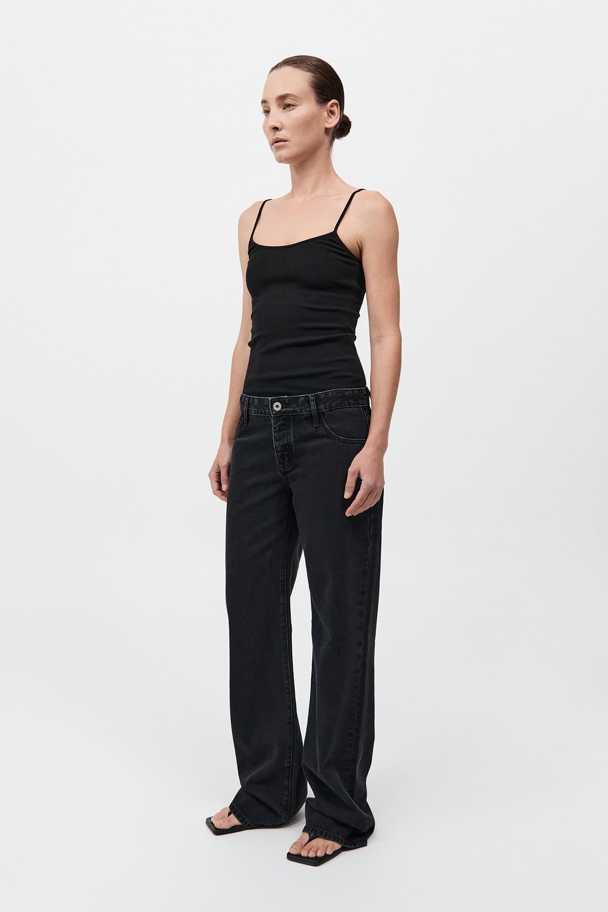 90S LOW RISE JEANS BY OUTLAND DENIM-WASHED BLACK Pants ST AGNI