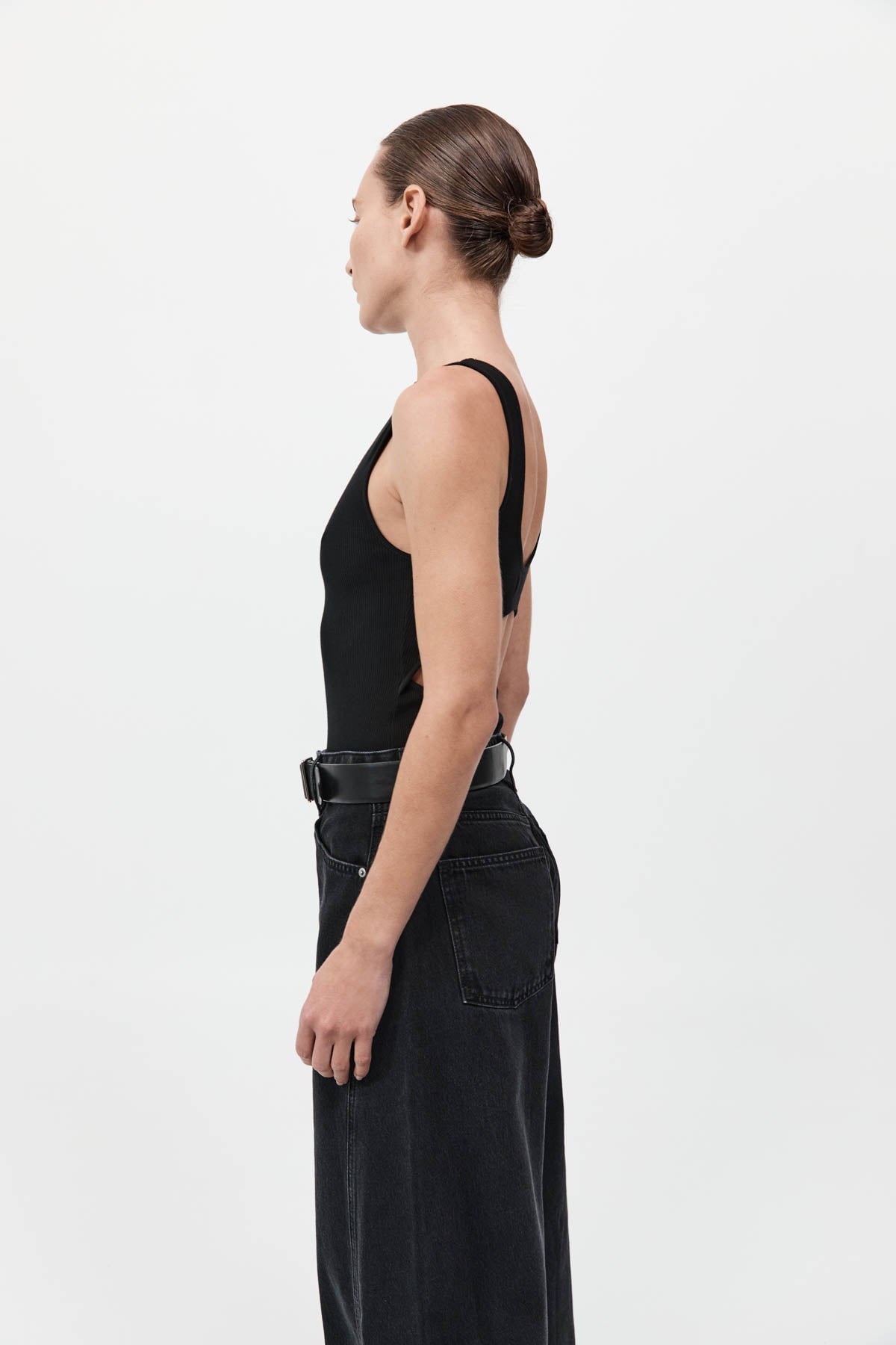 RIB BATEAU CUT OUT TOP-BLACK Tops ST AGNI