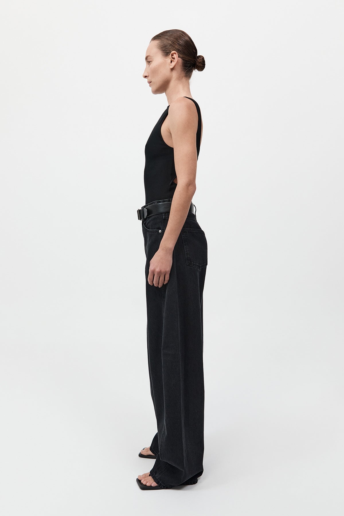 RIB BATEAU CUT OUT TOP-BLACK Tops ST AGNI