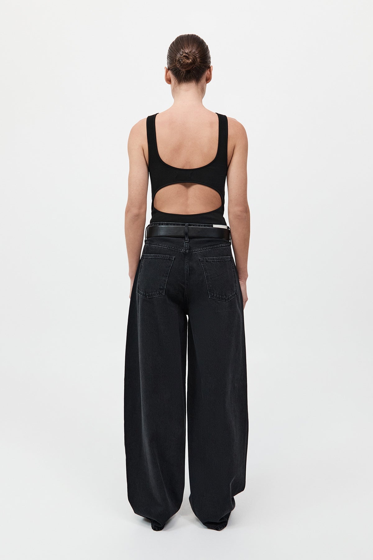 RIB BATEAU CUT OUT TOP-BLACK Tops ST AGNI
