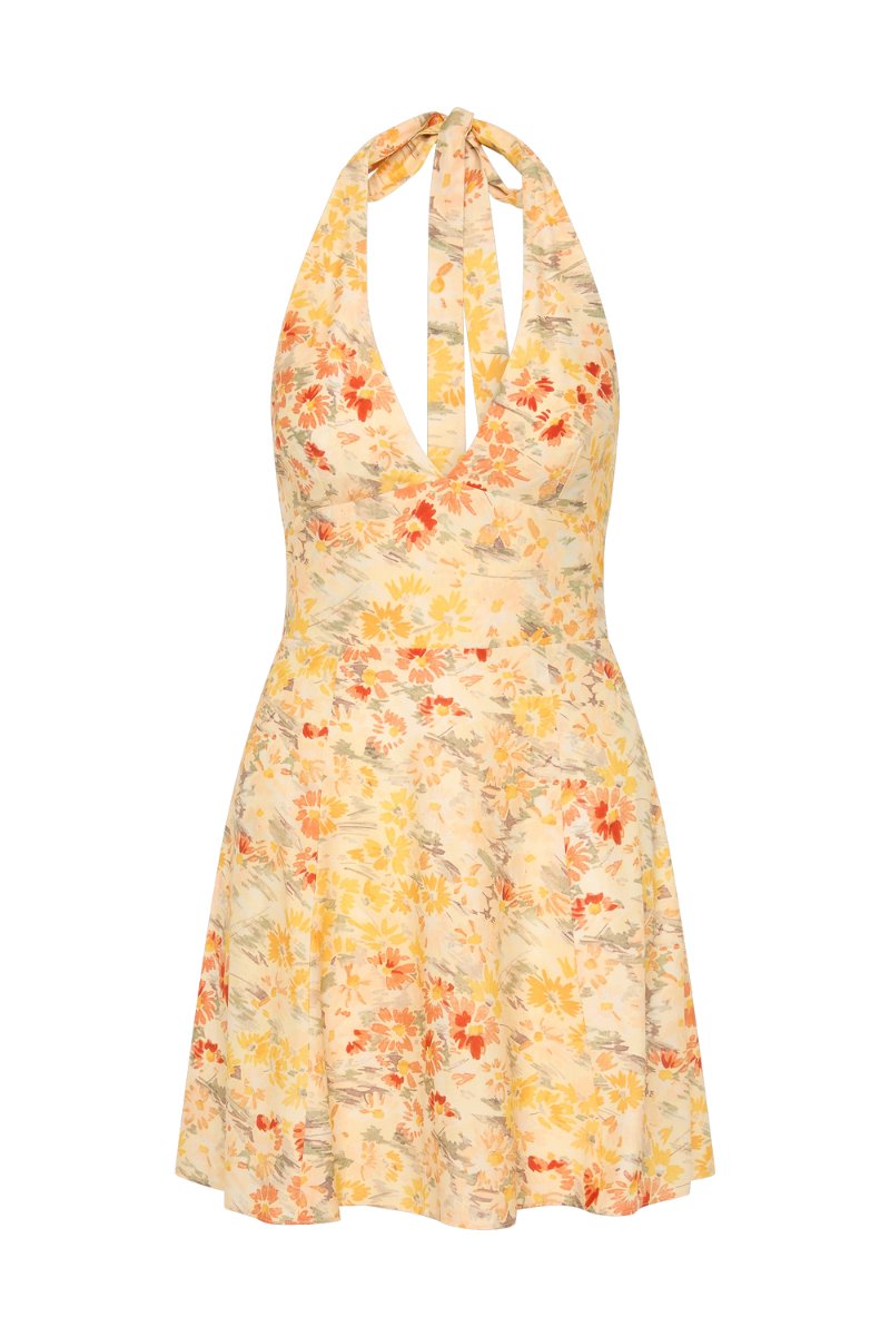 MIRA MINI DRESS-ADELINE FLORAL YELLOW Mini Dress Faithfull the Brand
