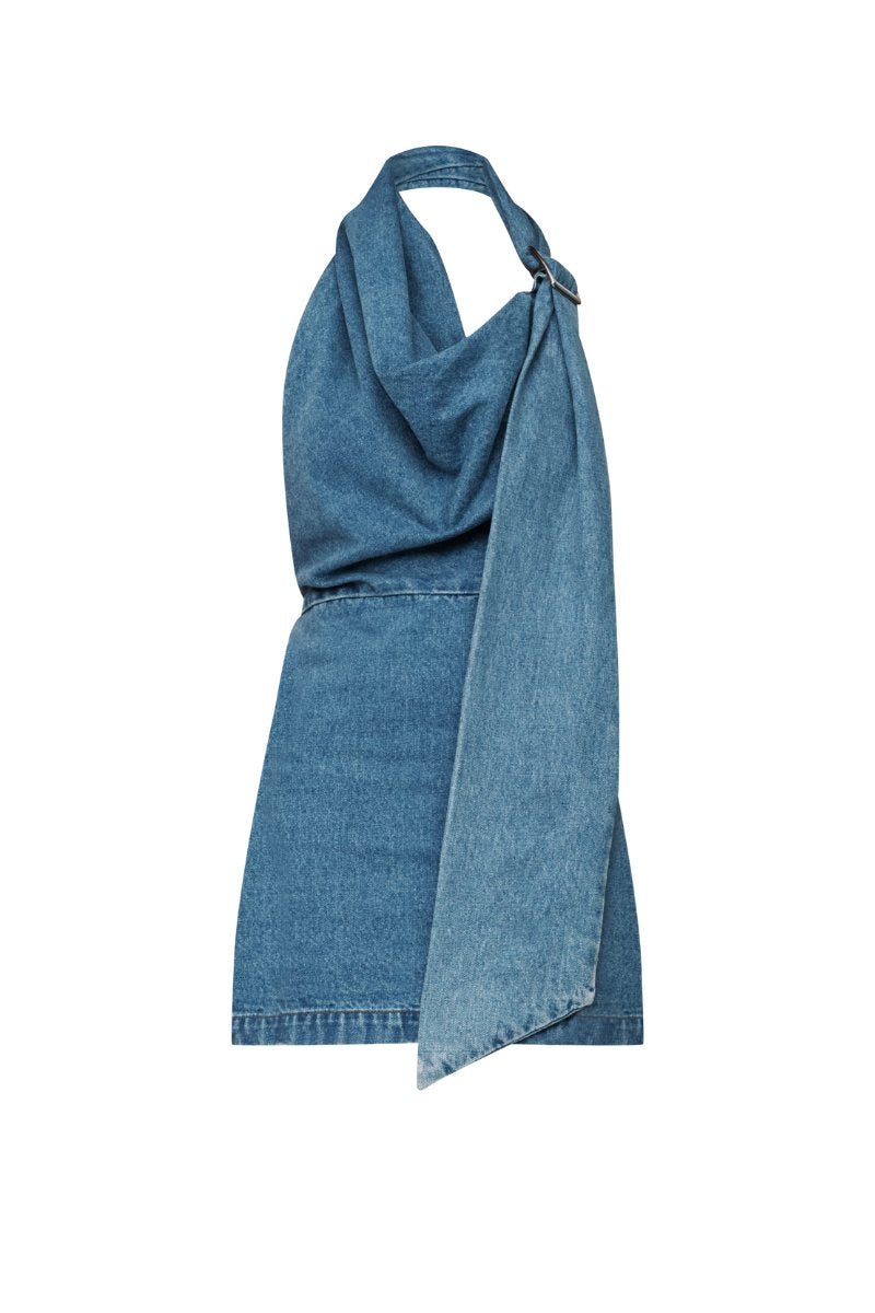 CATHERINE DENIM DRESS-WASHED MID BLUE Mini Dress Wynn Hamlyn