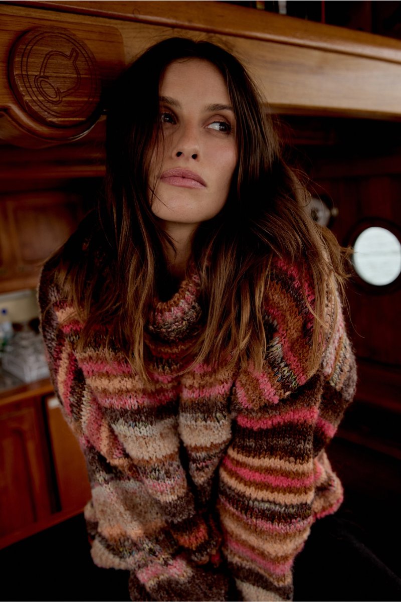 ZEPHYR JUMPER-CHOCOLATE MULTI STRIPE Knitwear Estilo Emporio