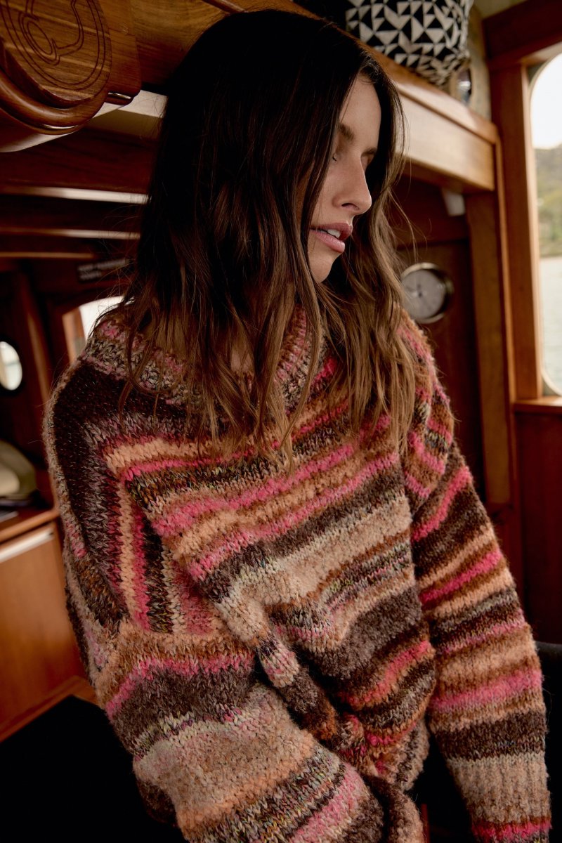 ZEPHYR JUMPER-CHOCOLATE MULTI STRIPE Knitwear Estilo Emporio