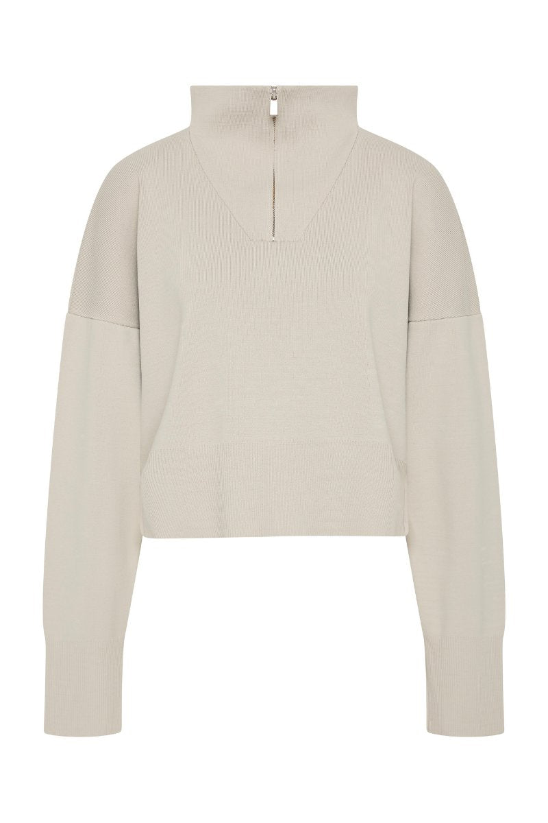 MILANO KNIT ZIP JUMPER-SILVER Knitwear ST AGNI