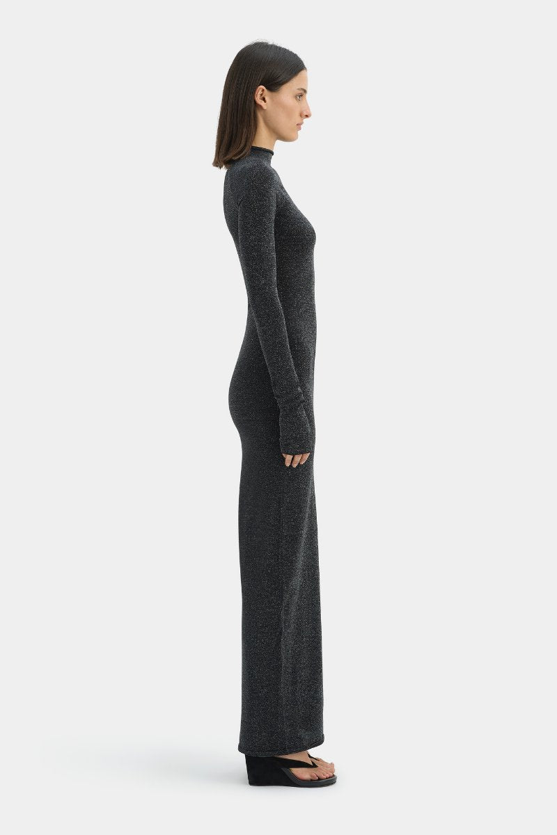 CHIANO LONG SLEEVE DRESS-BLACK SILVER Maxi Dress SIR.