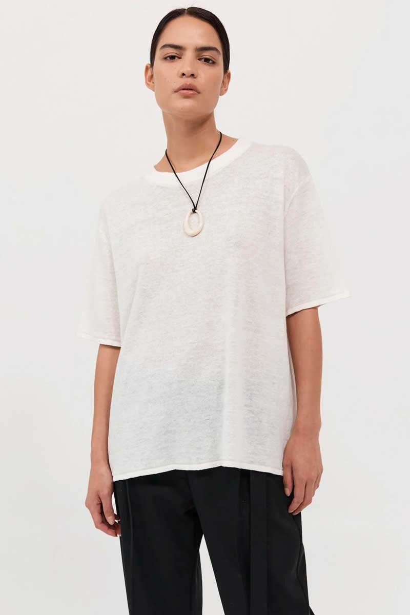 COPAIN KNIT TEE-OFF WHITE Tops ST AGNI