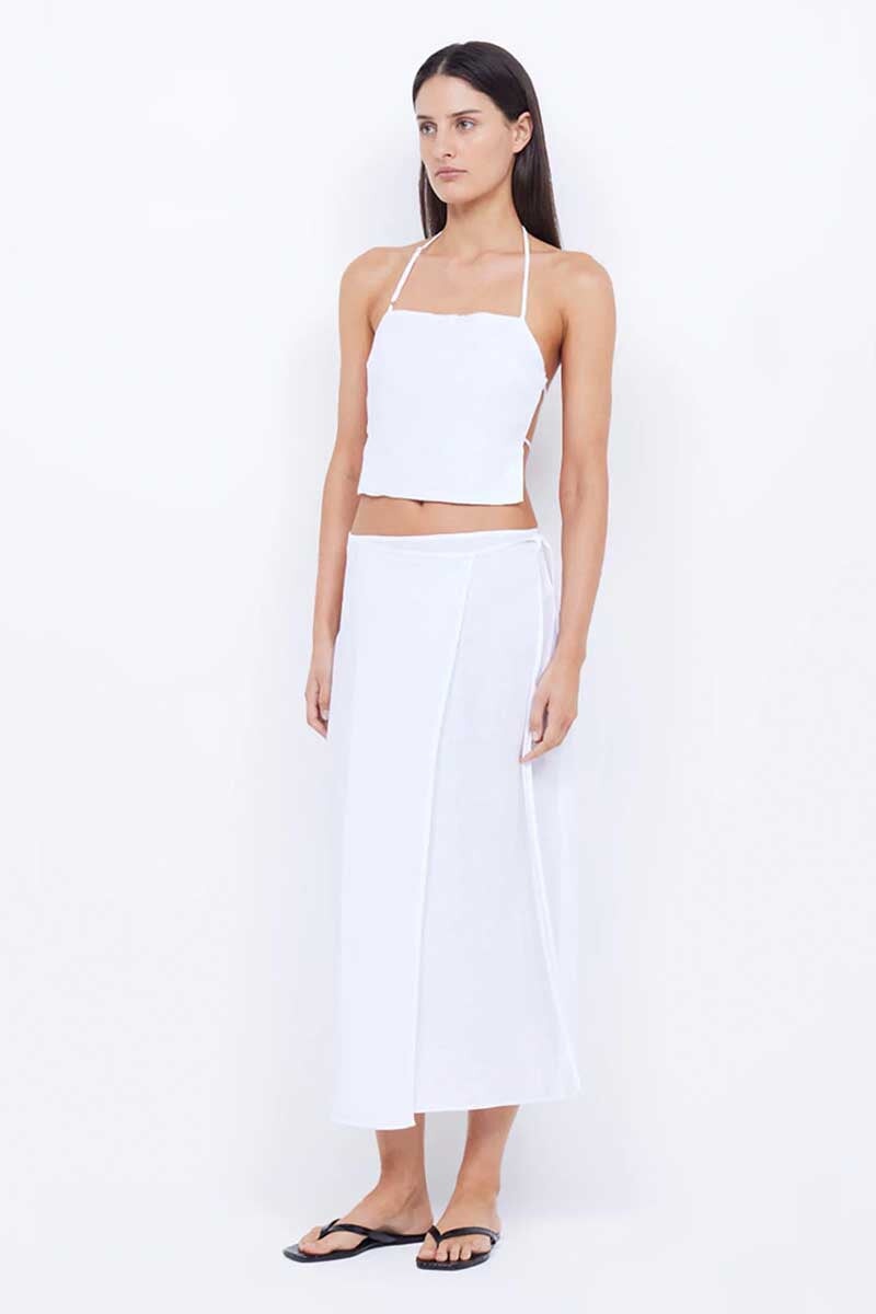 JAYDEN WRAP MIDI SKIRT-IVORY Skirts Bec and Bridge