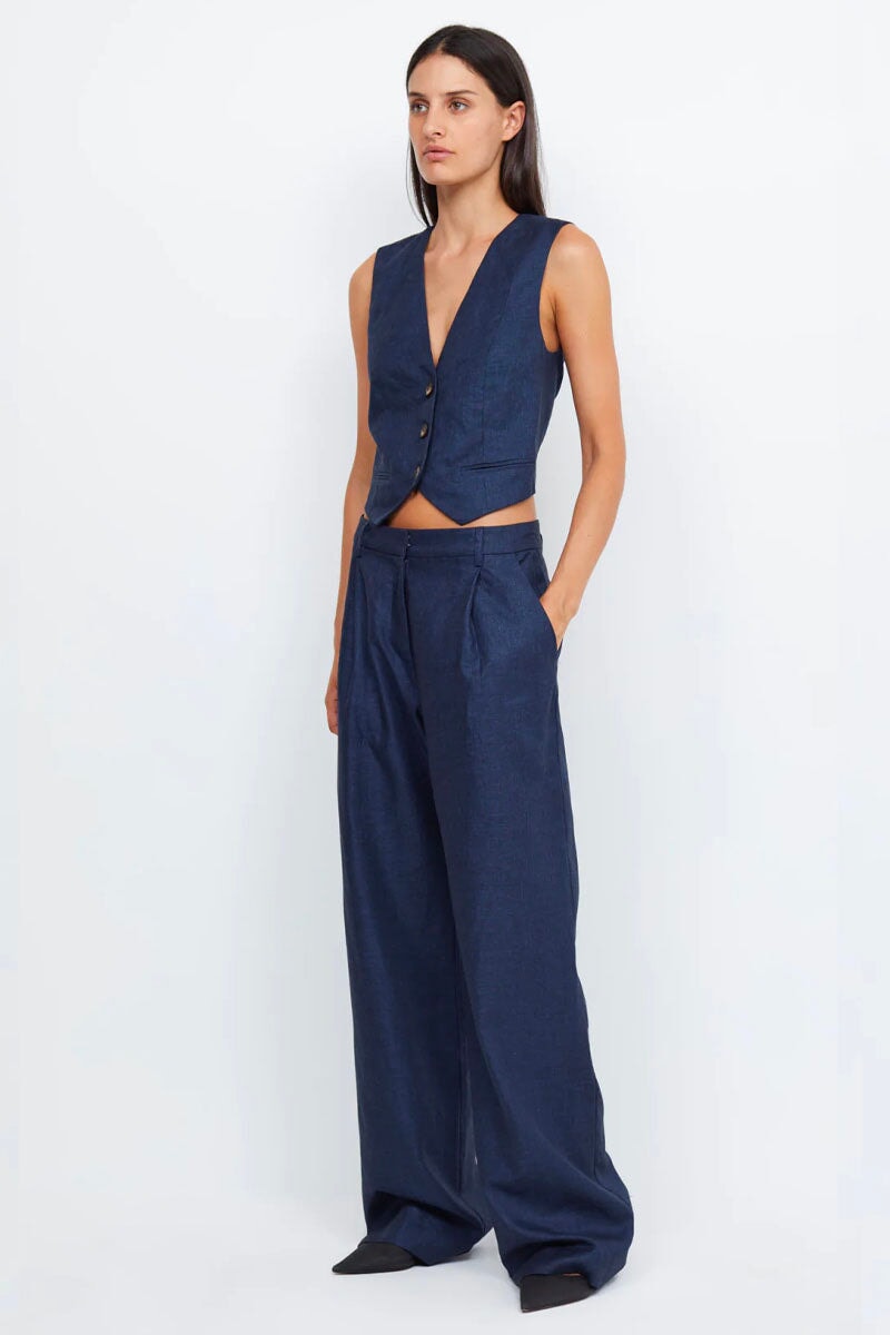 MADDOX WIDE LEG PANT-INDIGO Pants Bec and Bridge 6 Indigo