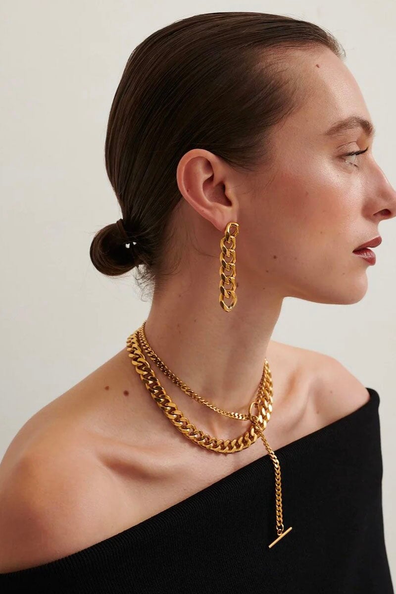 CHUNKY FLAT LINK GOLD-GOLD Jewellery Anna Rossi Jewellery