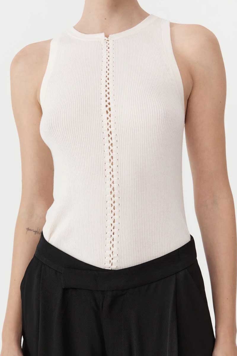 STITCH DETAIL TANK-IVORY Tops ST AGNI