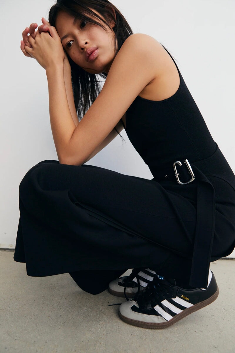MODERNIST BELTED MIDI DRESS-NOIR Dress SIR.