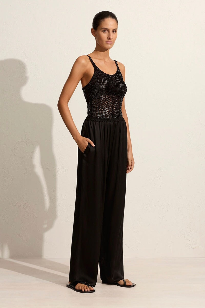 RELAXED SATIN PANT-BLACK Pants Matteau