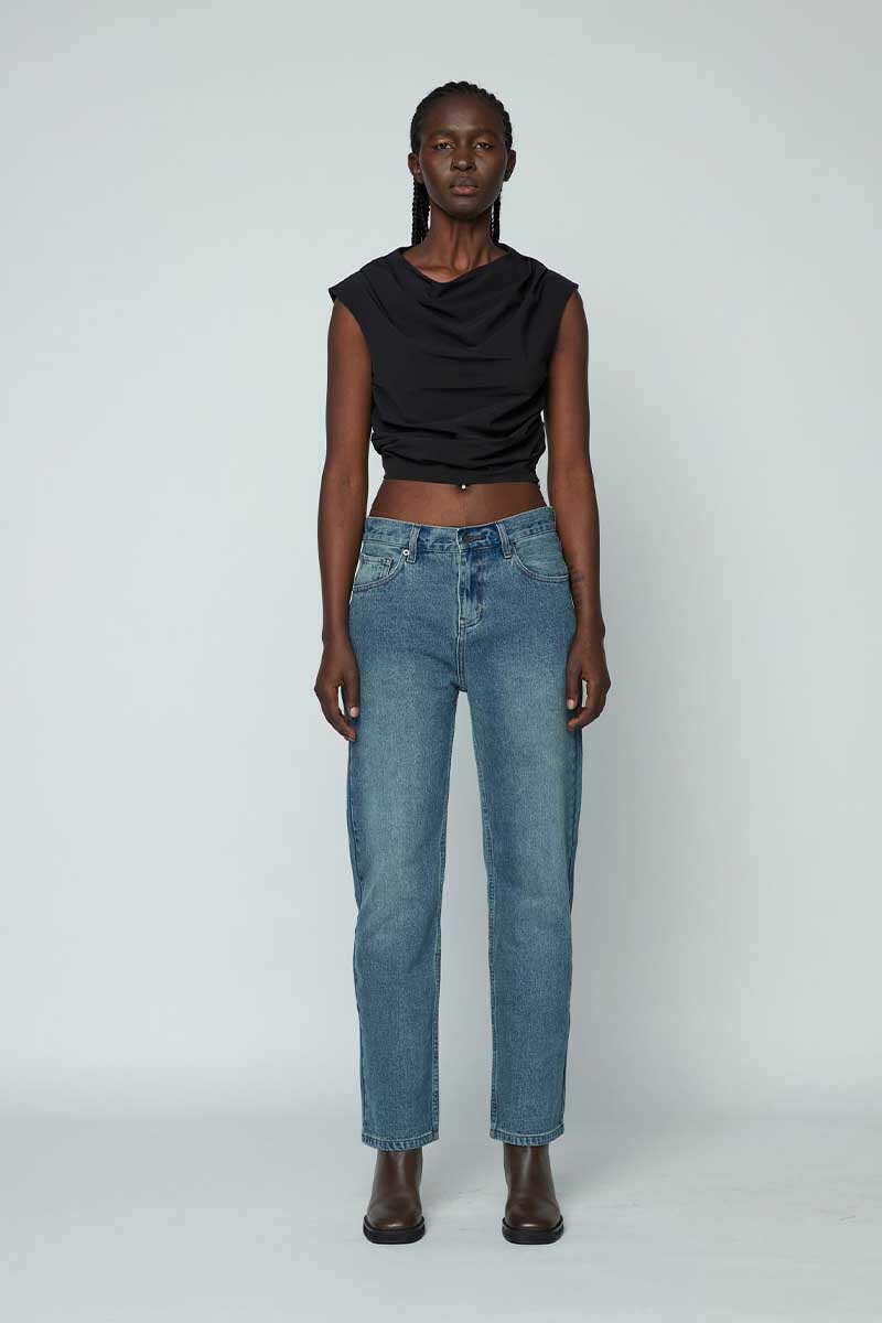 WOMENS STRAIGHT JEANS-MID WASH INDIGO Pants Wynn Hamlyn