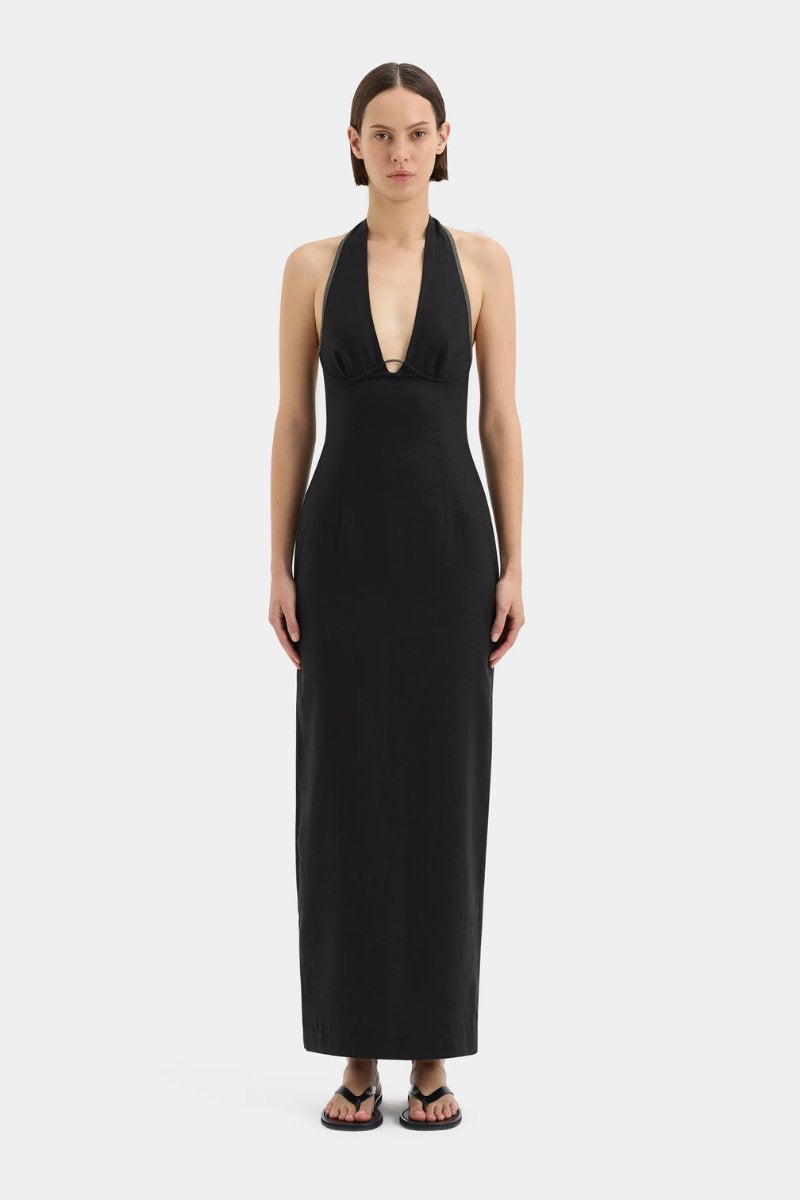 VIOLET HALTER MIDI DRESS-BLACK Midi Dress SIR.