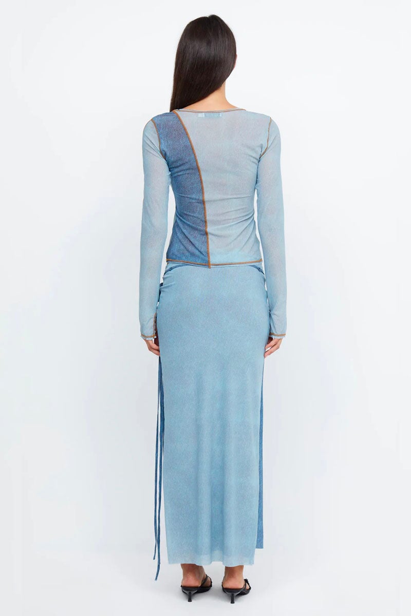 HAYDEN L/S TOP-SPLICED DENIM Tops Bec and Bridge