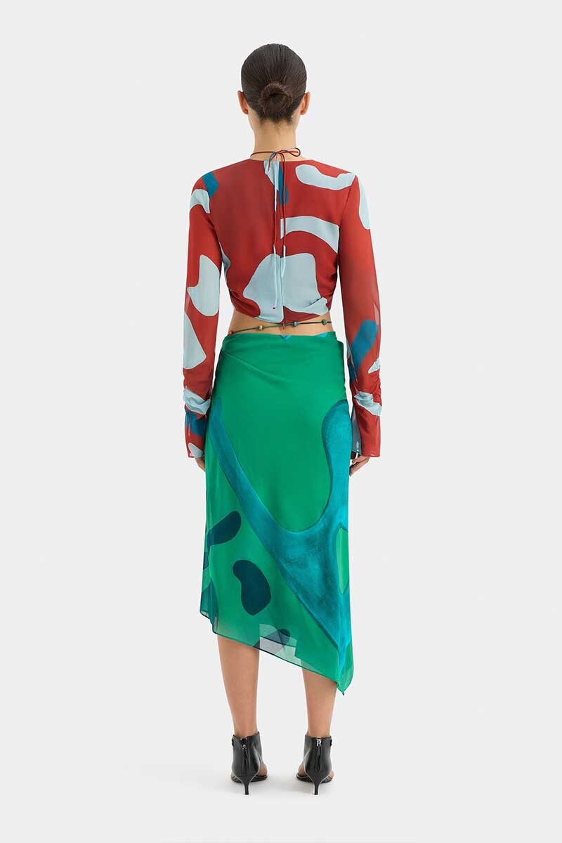 FRANKIE GATHERED SLEEVE TOP-RUBY REFLECTION Tops SIR.