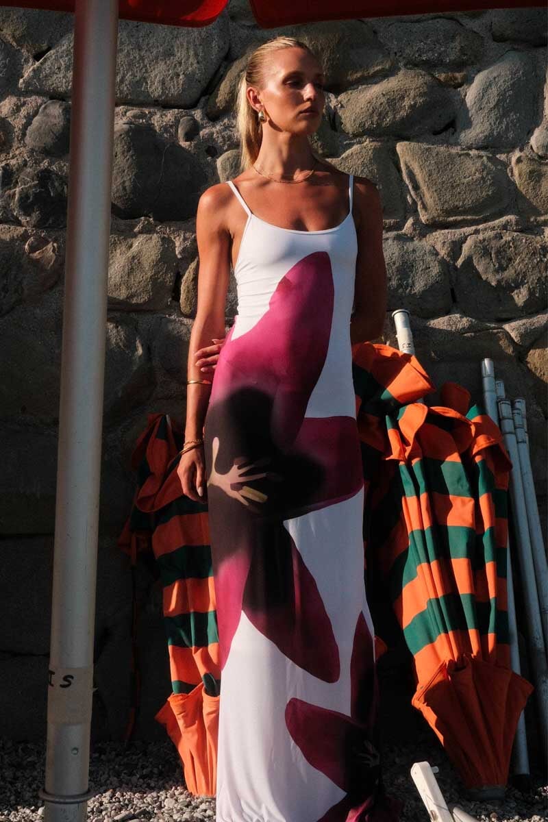 SLIP DRESS-IVORY LILY FLORAL Dress With Harper LU
