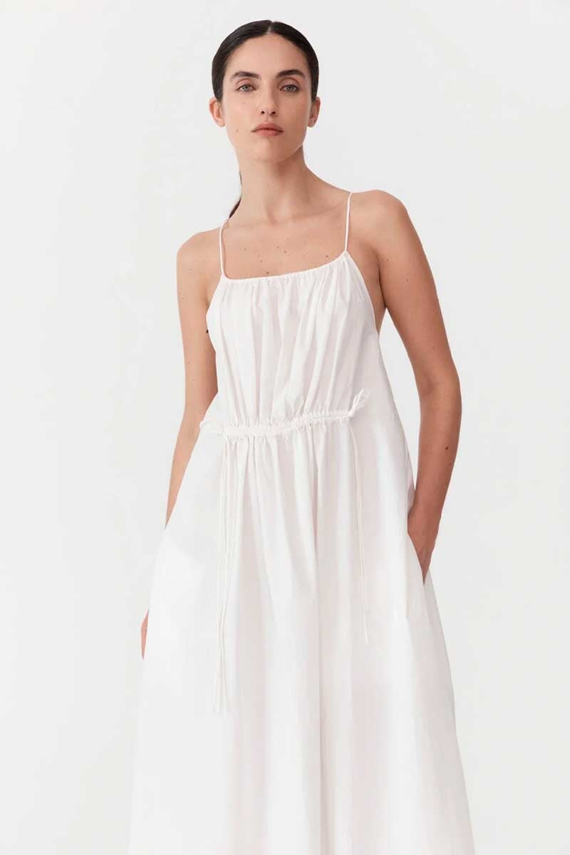 RELAXED DRAWSTRING DRESS-WHITE Dress ST AGNI