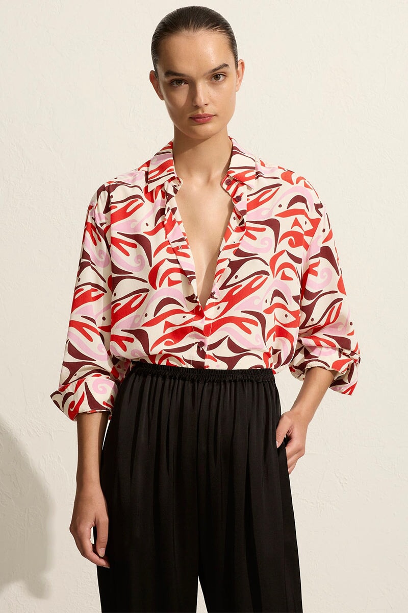 LONG SLEEVE SILK SHIRT-PESCADO ROSSO Shirts Matteau