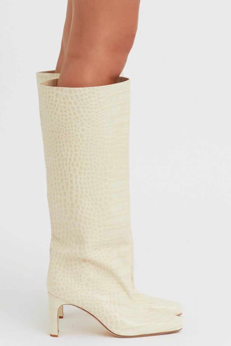 COSMOS KNEE HIGH BOOT-IVORY CROC Shoes Camilla and Marc