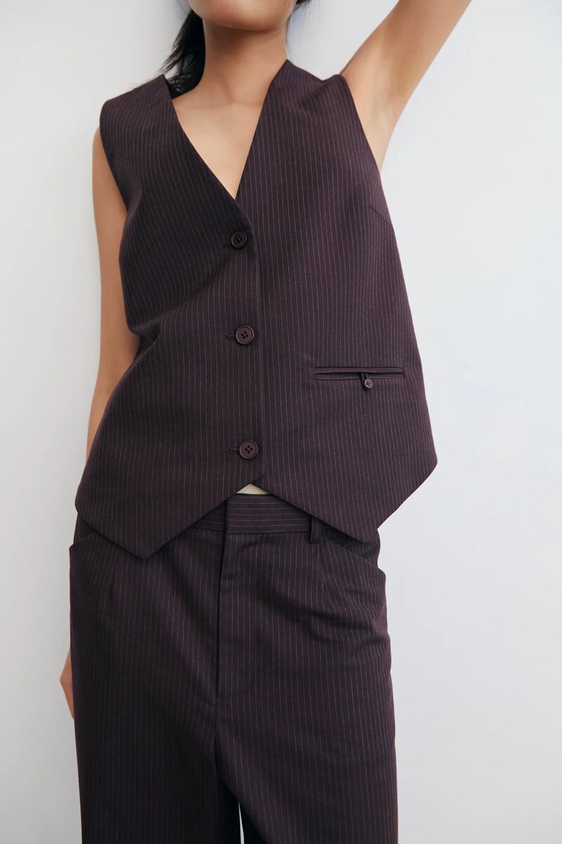 GUILLAUME VEST-PLUM PINSTRIPE Jackets SIR.
