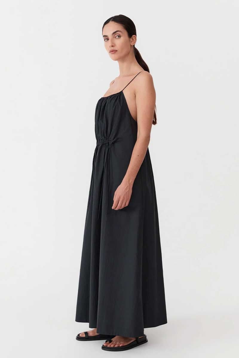 RELAXED DRAWSTRING DRESS-BLACK Dress ST AGNI