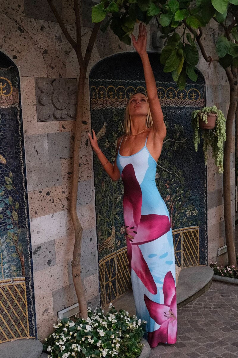SLIP DRESS-SKY LILY FLORAL Dress With Harper LU