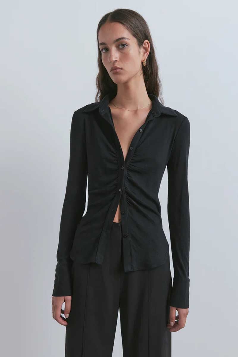 BAMBI MERINO SHIRT-BLACK Tops Viktoria and Woods