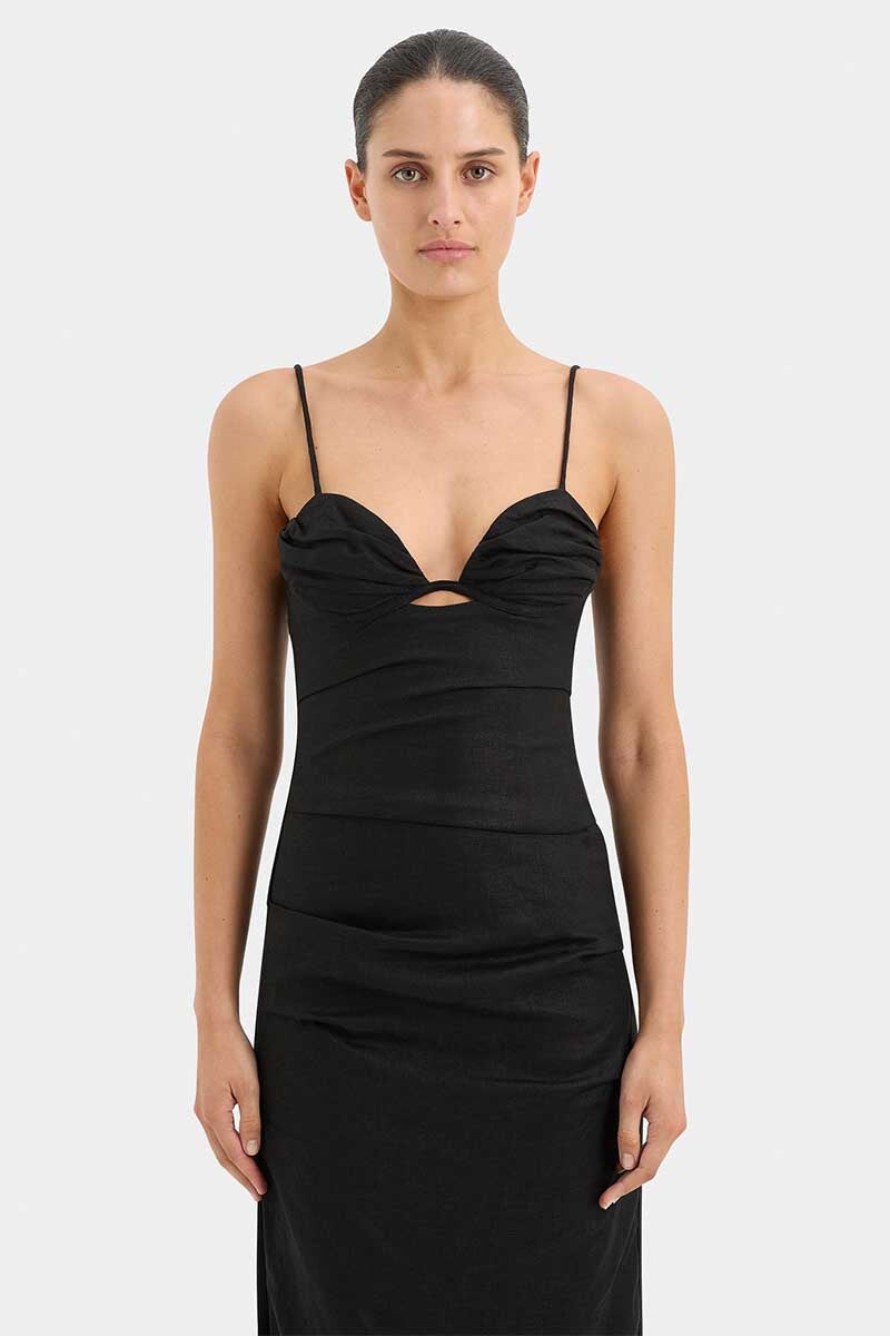 NOEMI BALCONETTE MIDI DRESS-BLACK Dress SIR.