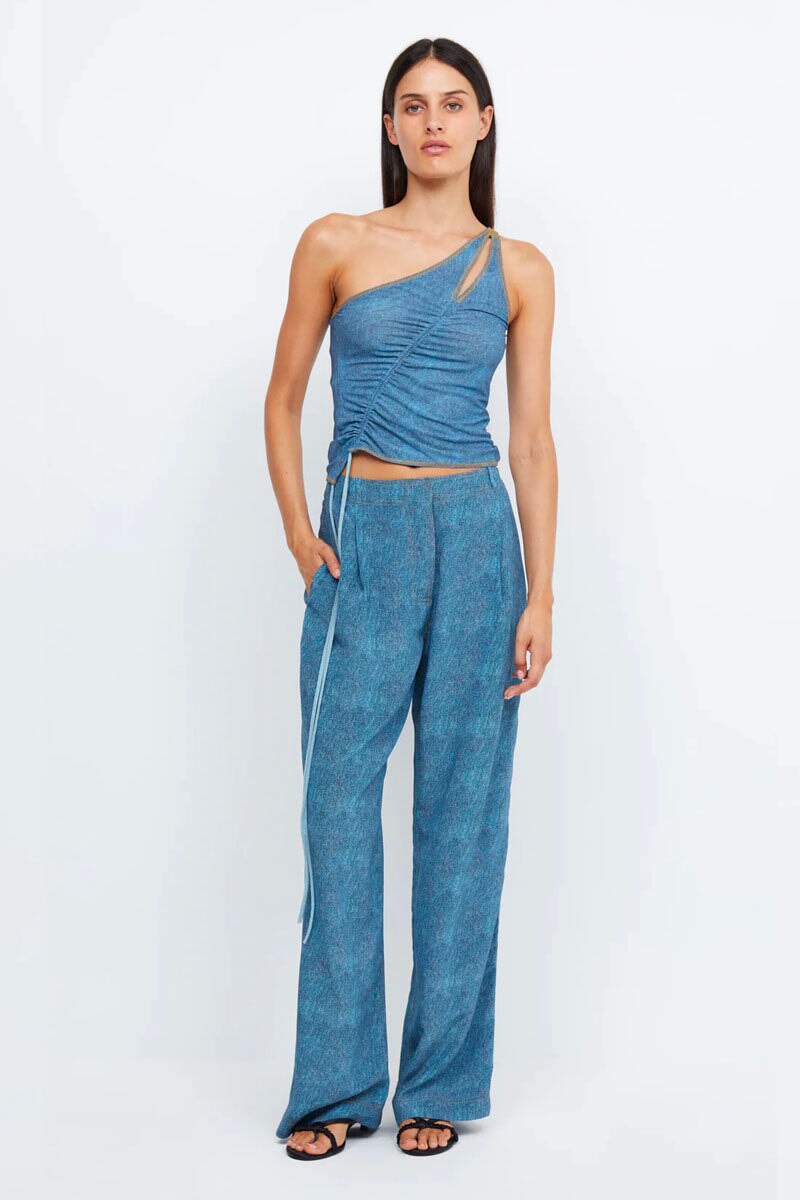 NOLA ASYM TOP-SPLICED DENIM Tops Bec and Bridge