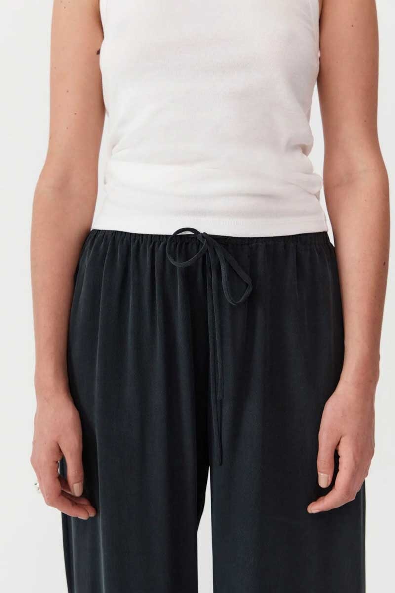 RELAXED SILK PANTS-WASHED BLACK Pants ST AGNI