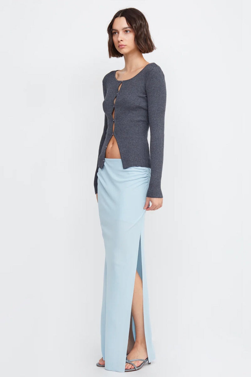 SAPPHIRA KNIT CARDIGAN-CHARCOAL MARLE Knitwear Bec and Bridge