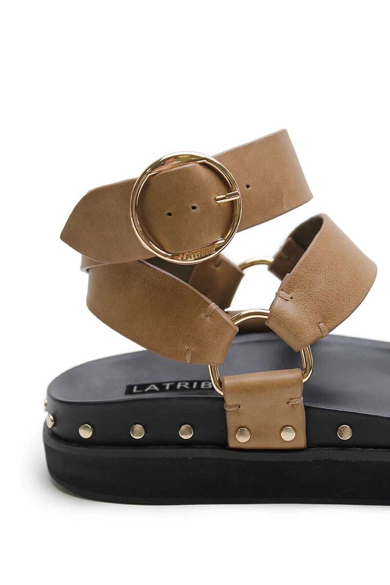 STUDDED SANDAL-OLIVE Shoes LA TRIBE