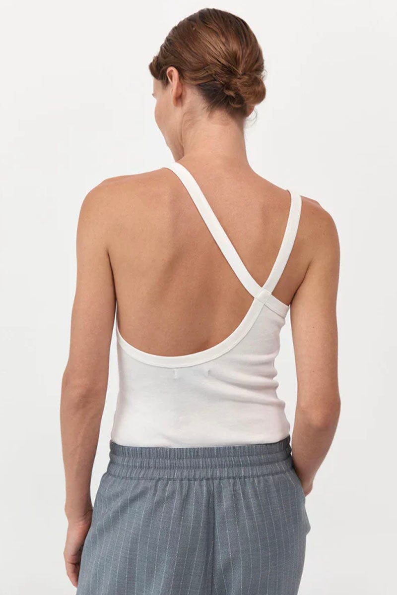 ORGANIC COTTON ABSTRACT SINGLET-WHITE Tops ST AGNI