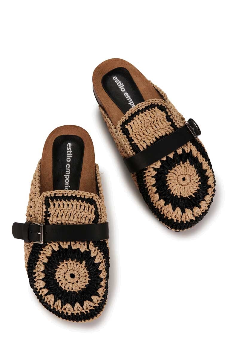 BASK SLIP ON-BLACK/NATURAL Shoes Estilo Emporio 36 Black Natural