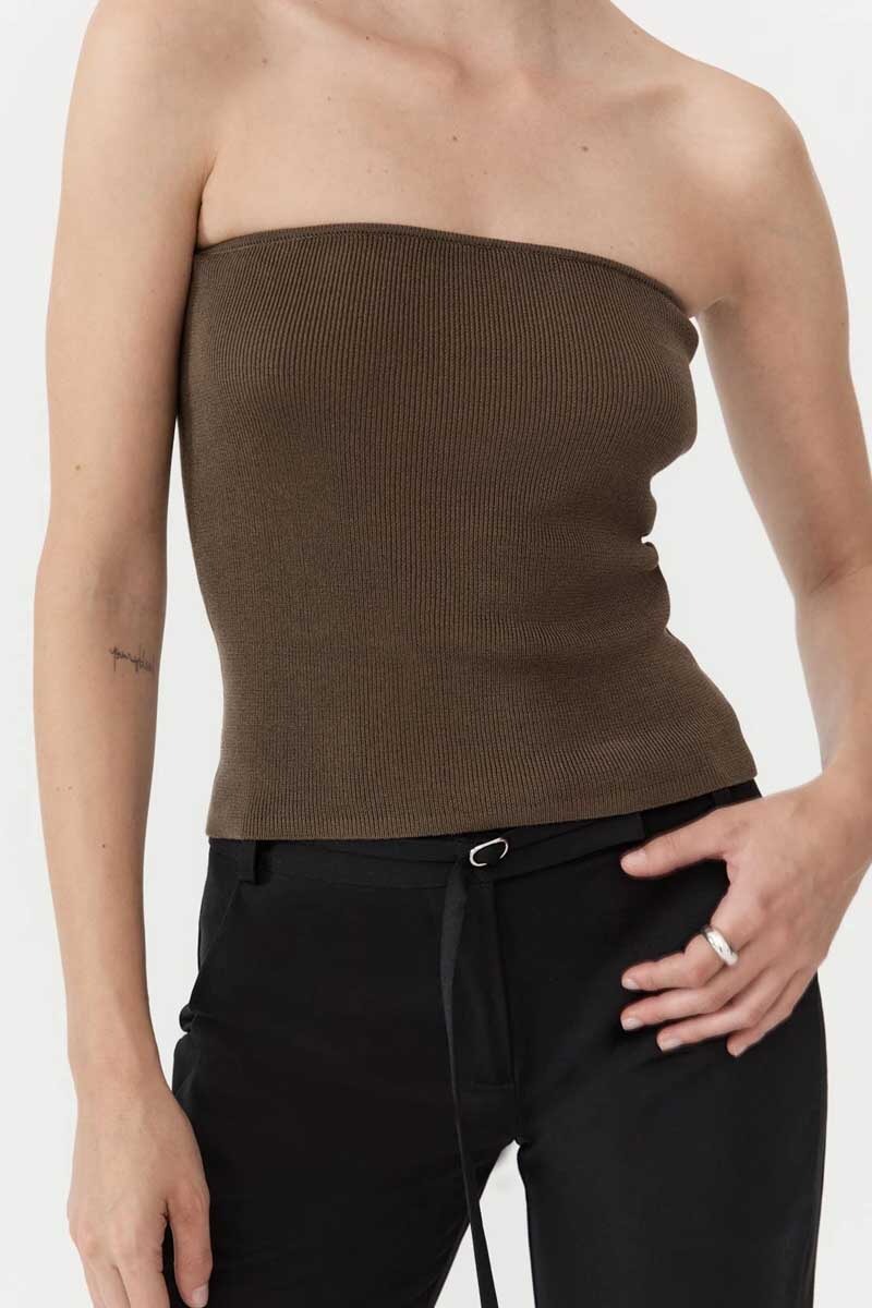 90S STRAPLESS KNIT TOP-KELP Knitwear ST AGNI