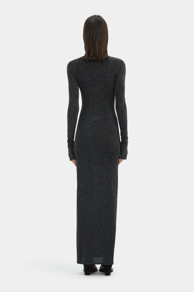 CHIANO LONG SLEEVE DRESS-BLACK SILVER Maxi Dress SIR.