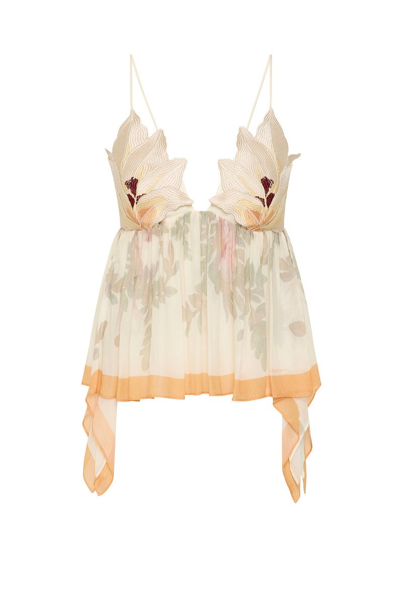 PROMISES FLOWER BUST CAMI-GARDENIA Tops ANTIPODEAN