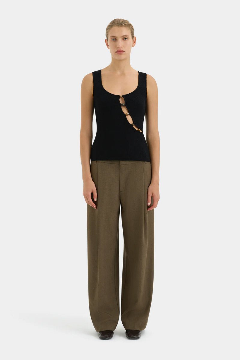 CHIARA BEADED TANK-BLACK Tops SIR.