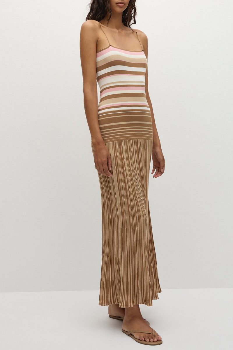 ESENIA KNIT DRESS-PUCE SEPIA STRIPE Maxi Dress Faithfull the Brand