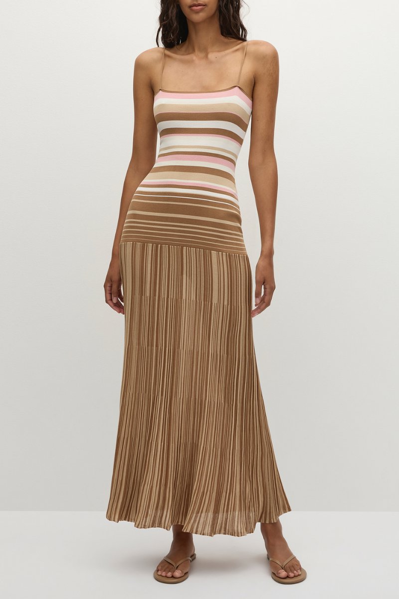 ESENIA KNIT DRESS-PUCE SEPIA STRIPE Maxi Dress Faithfull the Brand