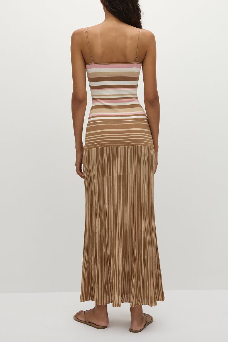 ESENIA KNIT DRESS-PUCE SEPIA STRIPE Maxi Dress Faithfull the Brand