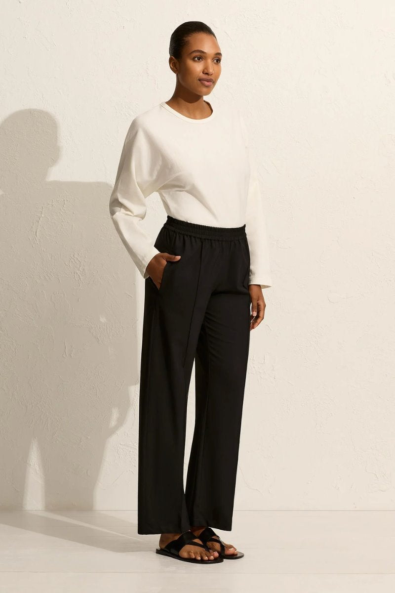 RELAXED PIN-STITCH TROUSER-BLACK Pants Matteau