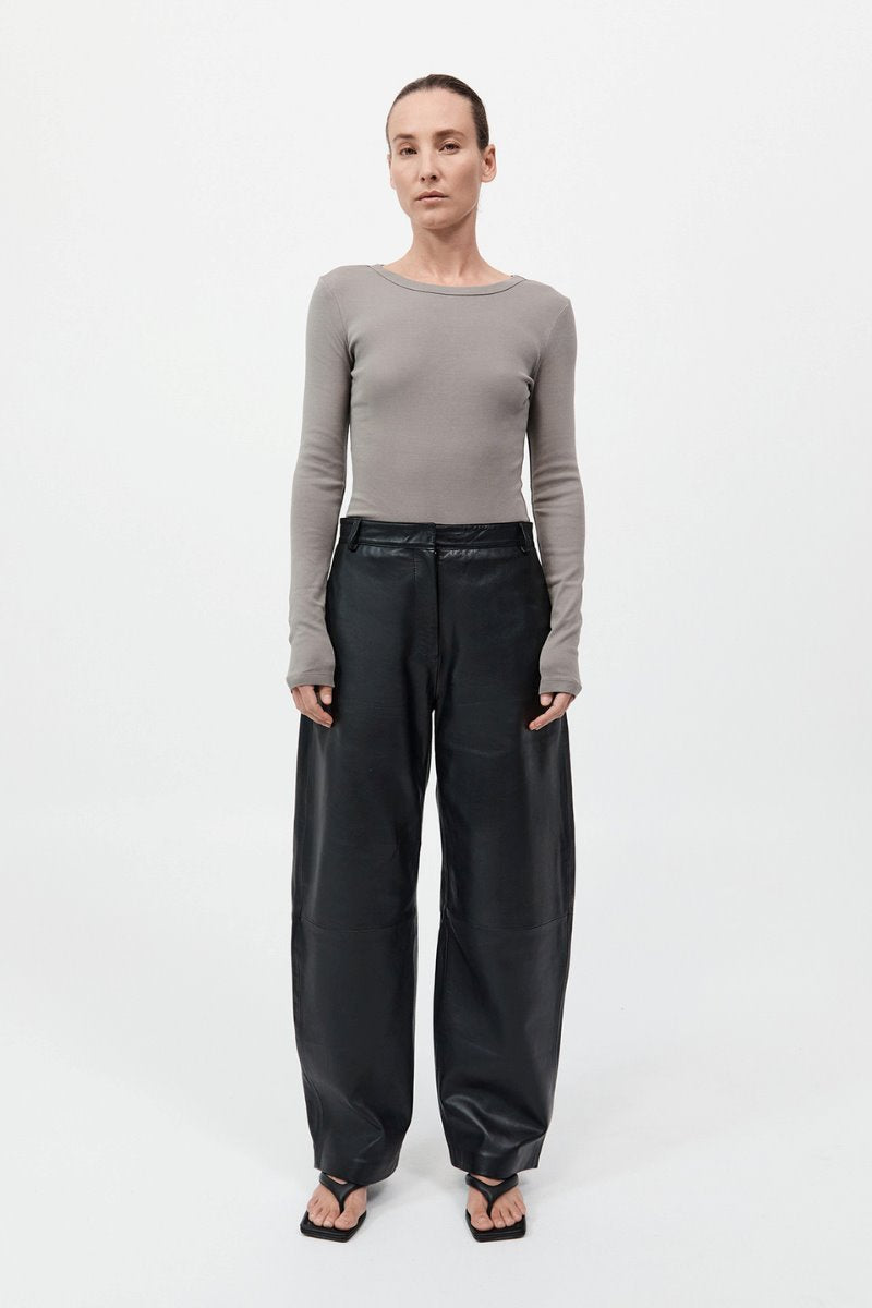 LEATHER BALLOON PANTS-BLACK Pants ST AGNI