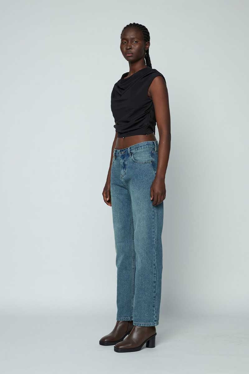 WOMENS STRAIGHT JEANS-MID WASH INDIGO Pants Wynn Hamlyn