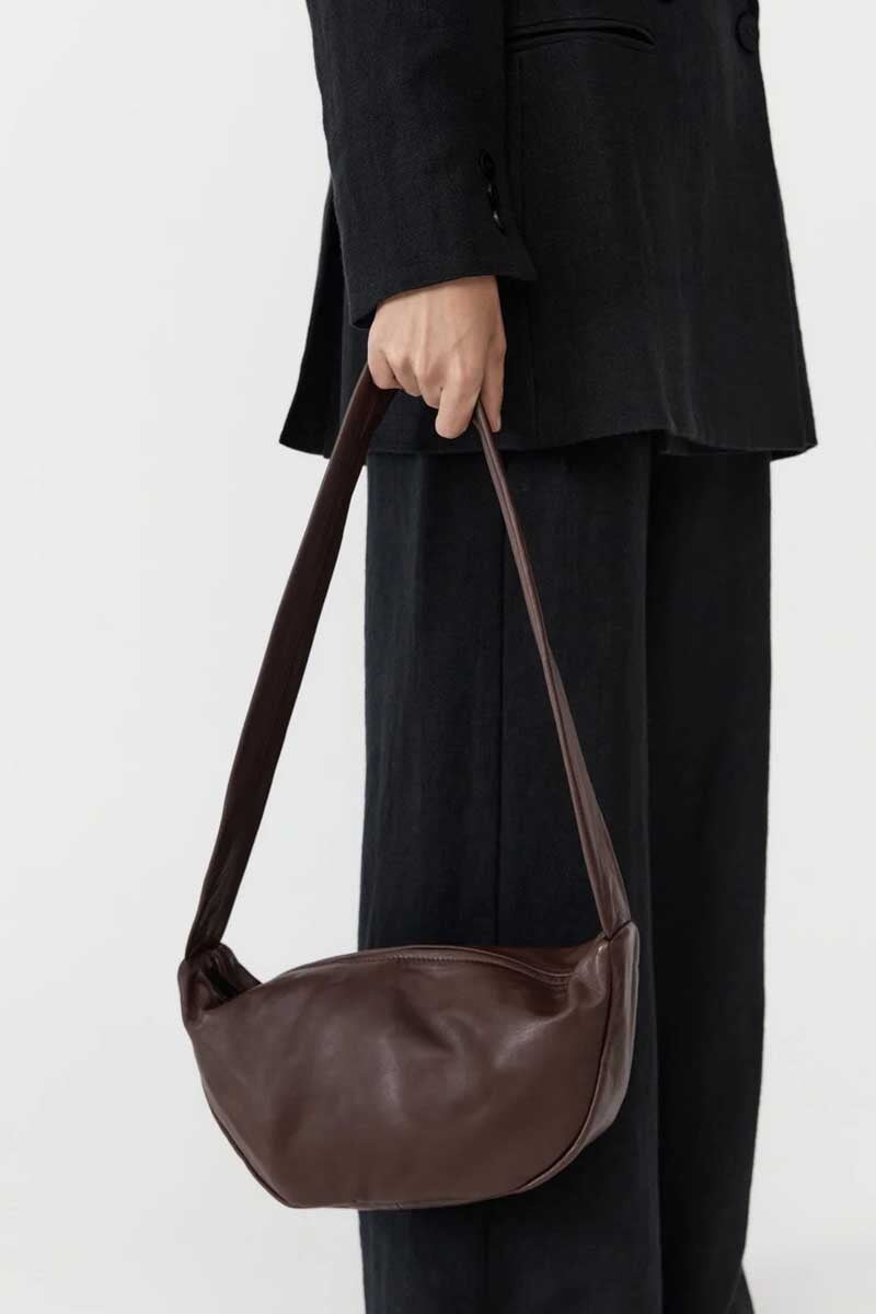 SOFT CRESCENT BAG-CHOCOLATE Bags ST AGNI