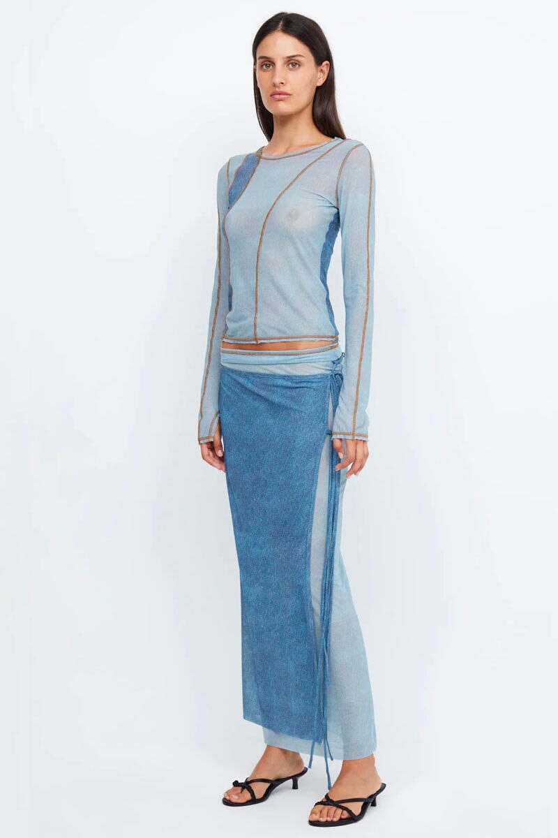HAYDEN L/S TOP-SPLICED DENIM Tops Bec and Bridge